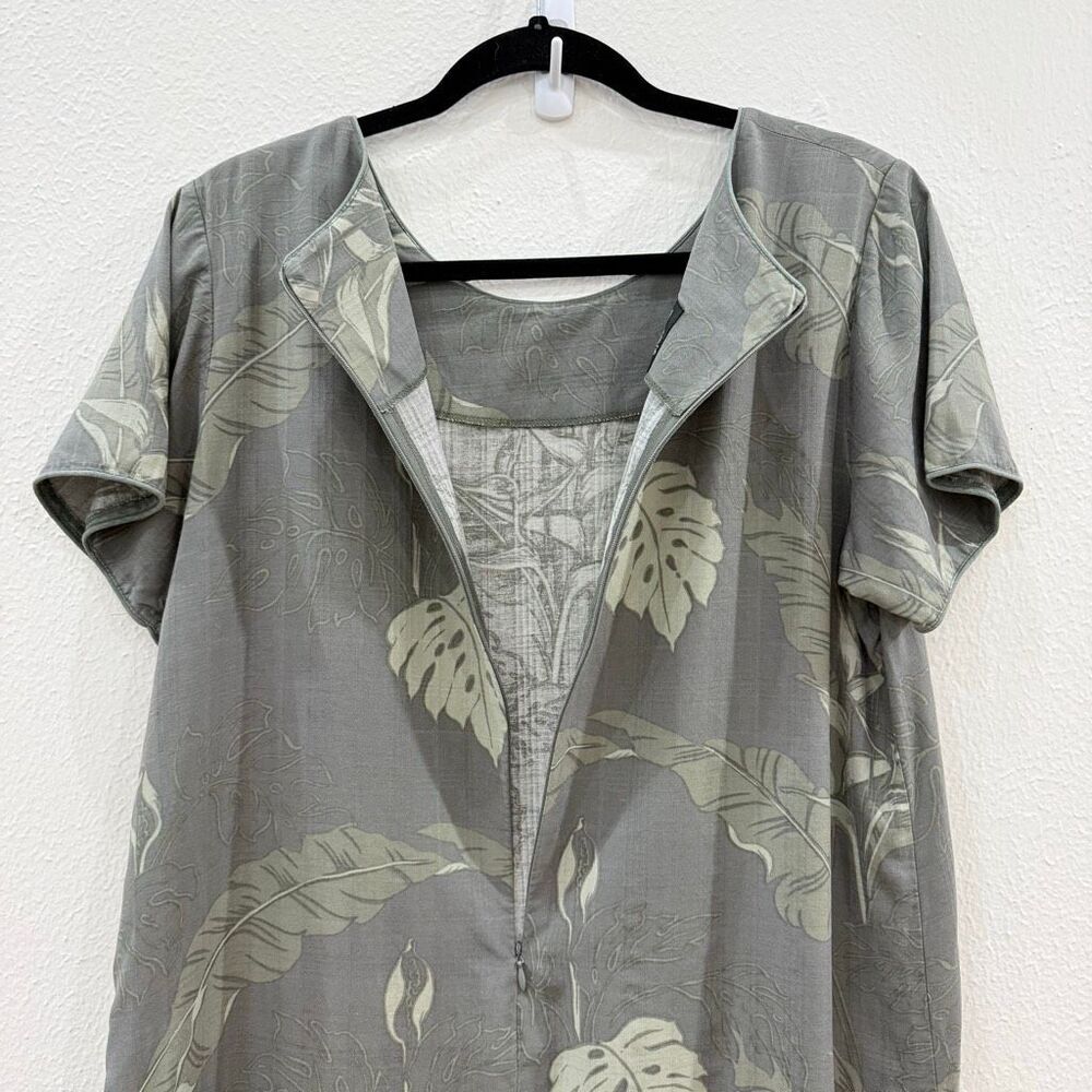 Hawaiian Reserve Collection Women's Size Large Gray 100% Silk Short Sleeve Dress - Picture 5 of 8